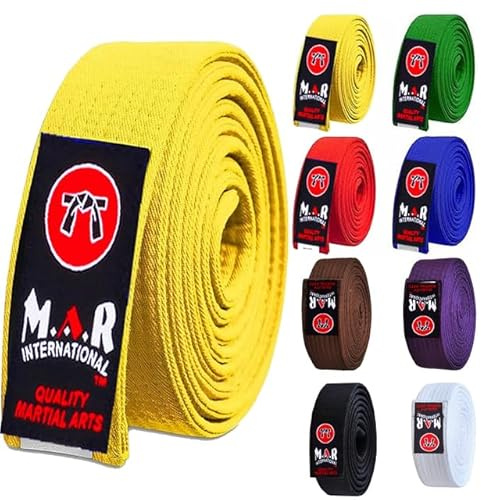 MAR | Red Martial Arts Belt, Plain Ranking Belt - 100% Cotton | Professional Equipment for All | Coloured Grading Belts, Ideal for Karate, Judo, Taekwondo, Jiu jitsu (320cm)