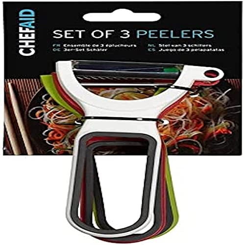 Chef Aid Set of 3 Stainless Steel Peelers, One for Peeling, one for Julienne and one for Slicing