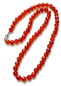 Achat Halskette, natürlich, rot, facettiert, 6 mm, Karabinerverschluss aus 925 Silber, ca. 43 cm lang