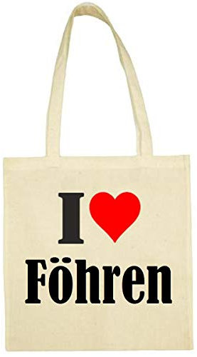 Reifen-Markt Tasche I Love Föhren Größe 38x42 Farbe Natur Druck Schwarz