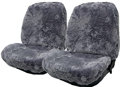 Rökü 2X LAMMFELL-Sitzbezug aus feiner Wolle mit Farbauswahl (Silber)