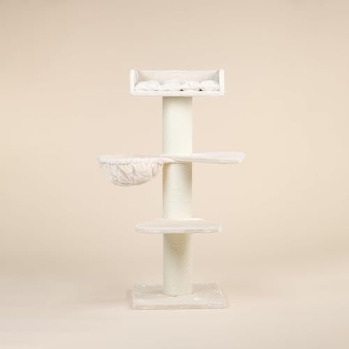 RHRQuality Cat Tree for Large Cats - Royalty Plus – 158 cm High – With Extra Thick 20 cm Sisal Posts – Cream