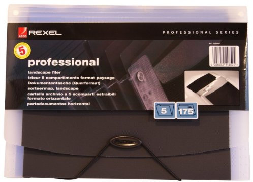 REXEL Fächermappe /2101121 330x243mm schwarz A4 quer Inh.für 380 Blatt