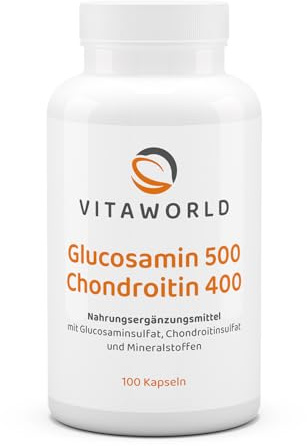 vitworld Glucosamin 500 mg Chondroitin 400 mg, Glucosamin aus pflanzlicher Quelle, Chondroitinsulfat vom Rind,100 Kapseln