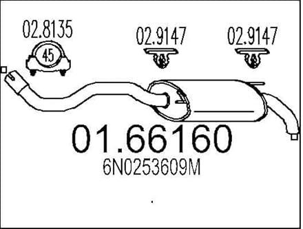 MTS 01.66160 Endschalldämpfer Endtopf 1200mm 5kg