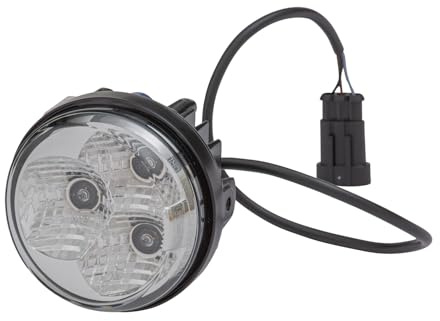 HELLA 2PT 009 599-141 LED-Tagfahrleuchte - 90mm - 12/24V - rund | Lichtscheibenfarbe: glasklar - LED-Lichtfarbe: weiß - Kabel: 500mm - Stecker: AMP - rechts - Menge: 1