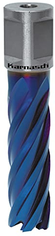 Karnasch 201317014 Blue-Drill Line 55 Kernbohrer aus pulverbeschichtetem Stahl + DURABLUE Beschichtung, Weldon-Griff, 55 mm, Nutzlänge 14 mm, Schnittdurchmesser 19 mm, Schaftdurchmesser