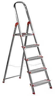 Escalera Aluminio Rolser Norma 220 5 Peldaños Anchos. Certificada según Norma Europea EN-131 para Uso doméstico y Profesional.