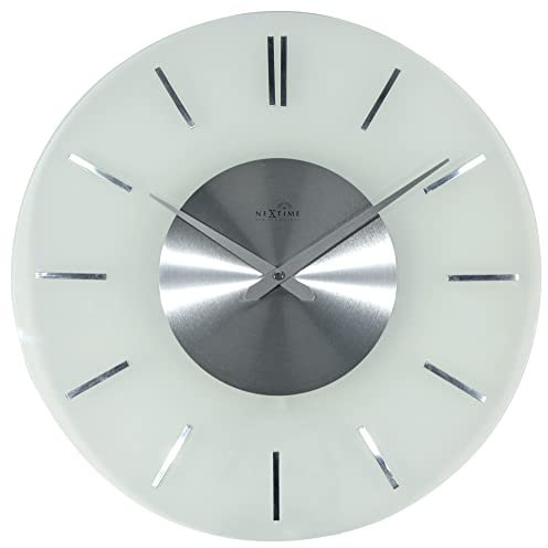NeXtime wall clock STRIPE RADIO CONTROLLED, radio clock, round, glass/stainless steel, ø 40 cm