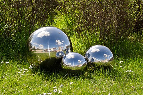 Köhko 3er Gartenkugeln poliert aus hochwertigem Edelstahl 30, 40 und 60 cm Dekokugeln-Set