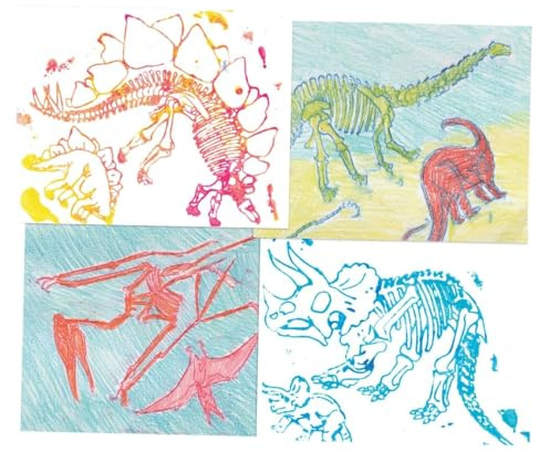 Roylco Dinosaur Rubbing Plates – 6 Pack of Prehistoric Dinosaur Rubbing Art Plates for Kids, Classroom Texture Craft Tools, Fine Motor & Sensory Activities