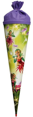 Fee mit Glittereffekt Prinzessin Princess Schultüte Zuckertüte 70cm + Schleife - mit Holzspitze Roth