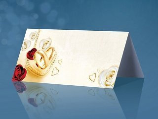 Gamital 25 Tischkarten Platzkarten cremeweissmit Eheringen, Herzen und Rosen