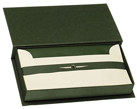 Rössler edle Karten mit Umschlag | Briefpapier Set | Briefpapier edel | 15 Karten DIN lang |15 Briefumschläge DIN lang | 235 x 130 x 40mm | 1 Stück | Farbe: Grün | Papier in Creme