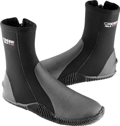 Cressi Isla Boots, Calzari per Immersione in Neoprene con Suola 5mm Unisex Adulto, Nero/Logo Rosso/5mm, S