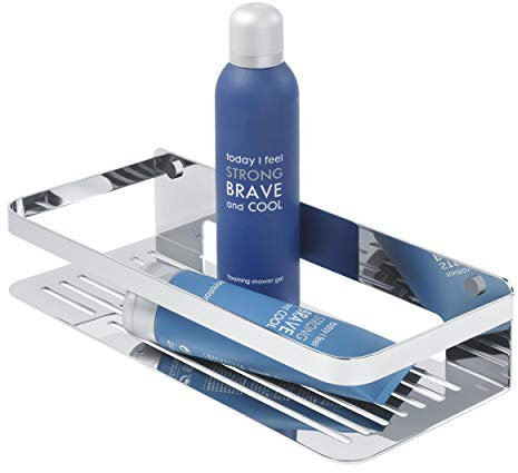 Tiger Caddy Duschkorb Rechteck groß, Duschablage aus Edelstahl, Duschregal mit viel Platz für Duschgel und Shampoo, Edelstahl, Oberfläche: Chrom