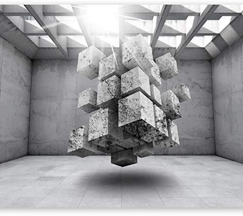 Wallpaper - Wall Mural 350x256 cm Non-Woven Premium Art Print Fleece Wall Mural Decoration Poster Picture Design Modern Optical Illusion 3D Solid a-A-0181-a-b