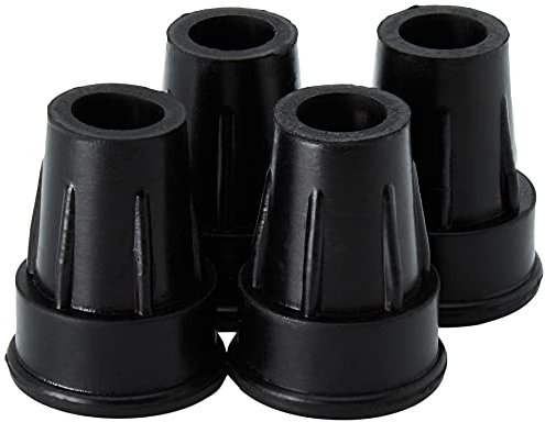 Sysfix Gummikappen, schwarz, für Krücken und Gehstöcke, 18 mm Durchmesser, mit Metallscheibe, 4 Endkappen, 4 Stück