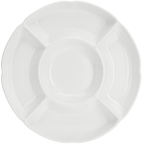 La Porcellana Bianca - Convivio Piatto da Portata Rotondo 5 Parti cm 25,5 in Confezione Regalo, Bianco
