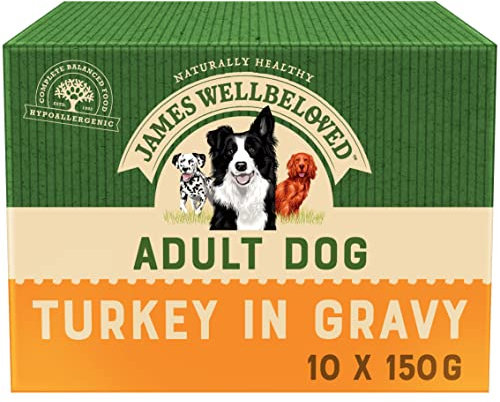 James Wellbeloved Complete Wet Adult Dog Food Turkey Rice and Vegetables, 10 x 150 g