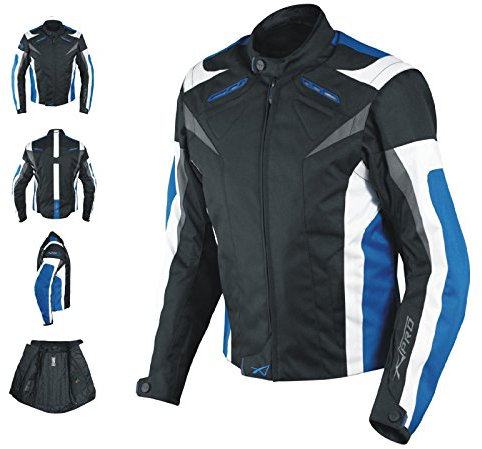 A-pro Moto CE Protecciones Textil Chaqueta Manga Desmontable Chaleco Térmico Azul S