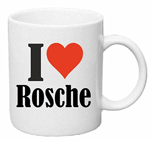 Reifen-Markt Kaffeetasse I Love Rosche Keramik Höhe 9,5cm ? 8cm in Weiß