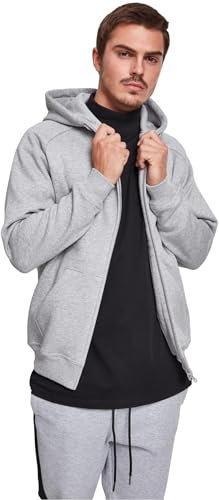 Urban Classics Herren Kapuzenpullover Zip Hoody, Sweatjacke mit Reißverschluss für Männer, Loose Fit, 3XL, Grey