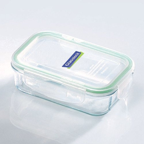 GLASSLOCK CLASSIC 400ml luftdichte Frischhaltedose aus gehärtetem Glas mit Clip-Verschlussdeckel, geeignet für die Mikrowelle, Spülmaschine, Tiefkühler, BPA-frei, Lebensmittelbehälter, MCRB-040B