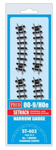 Peco ST-403 Setrack No.1 Radius Standard Curves (Pack of 8) OO-9 Gauge