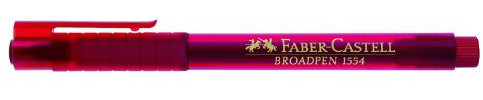 Faber-Castell 4er Etui Fineliner BROADPEN 1554, rot - Metallspitze, Breit, 0,8 mm, Transparent, Dokumentenecht