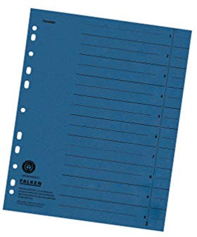 Original Falken 100er Pack Trennblätter. Made in Germany. Aus Recycling-Karton für DIN A4 blau Trennlaschen Trennblätter Ordner Register Kalender Blauer Engel