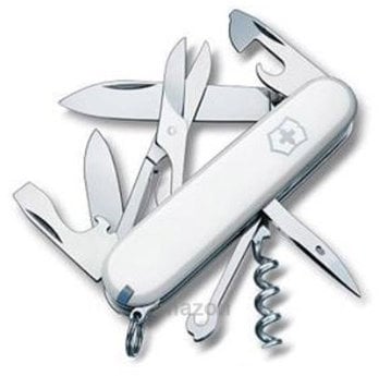 Victorinox Climber Swiss Army Pocket Knife, Medium, Multi Tool, 14 Functions, Blade, Bottle Opener, White