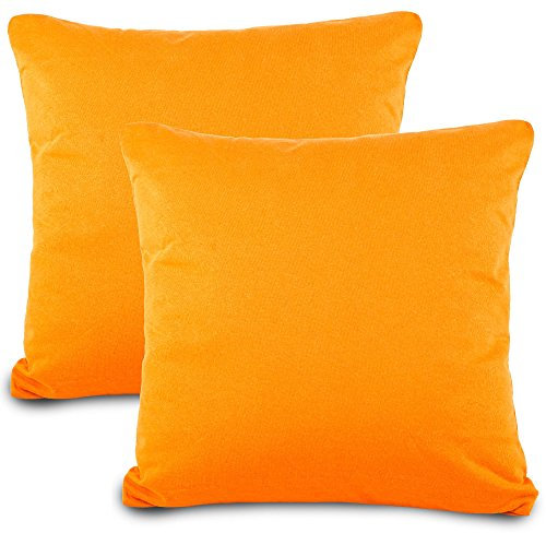 aqua-textil Classic Line Kissenbezug 2er-Set 80 x 80 cm orange Baumwolle Kissen Bezug Kissenhülle, Kopfkissenüberzug, Pillowcase, Bettkissen, Kopfkissenbezug, Reißverschluss Jersey