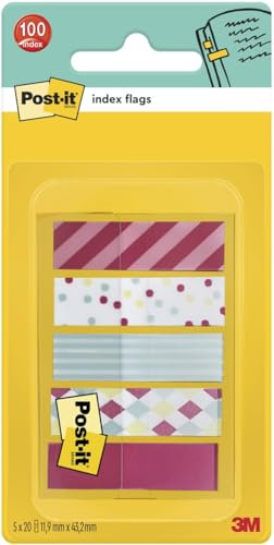 Post-it Index Haftstreifen, Mini, Candy Collection, 100 Haftstreifen, 11.9 mm x 43.2 mm - Zum Markieren, Hervorheben oder Farbcodieren wichtiger Informationen