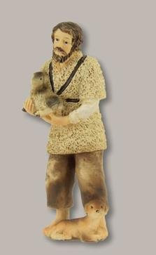 Unbekannt Krippenfiguren Hirte mit Schaf und Hund geeignet für 10cm Figuren