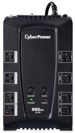 CyberPower CP685AVRG AVR UPS Battery Backup and Surge Protector, 685VA/390W, 8 Outlets, Compact, UL Certified