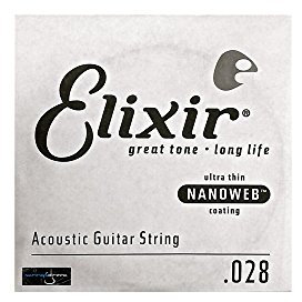 Cordes Elixir® à l'unité en Bronze 80/20 pour guitare acoustique avec revêtement NANOWEB® (.028)