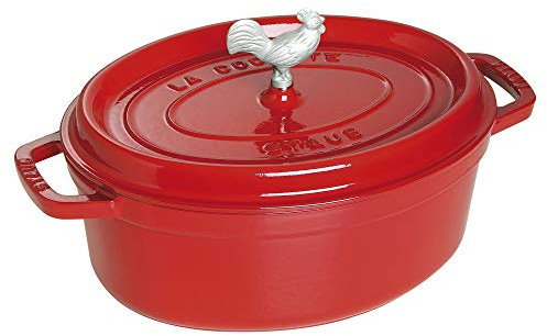 Staub Cast Iron 5.75-qt Coq au Vin Cocotte - Cherry, Made in France