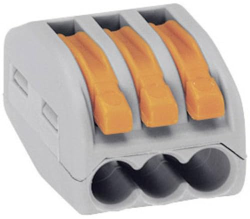 WAGO 222-413-50 222 Verbindungsklemme flexibel: 0.08-4 mm² starr: 0.08-2.5 mm² Polzahl: 3 50 St. Grau, Orange