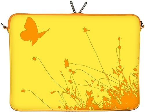 Digittrade LS114-13 Summer Designer Mac Book Tasche 13 Zoll Neopren passend als iPad Pro Case 12.9 bis 13.3 Zoll (33.8 cm) Air Bag Schmetterling gelb-orange