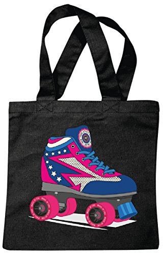 Tasche Umhängetasche Disco Roller - Skates - 80er Jahre Rollschuhe - Retro - Rollschuhlauf - Inliner Einkaufstasche Schulbeutel Turnbeutel in Schwarz