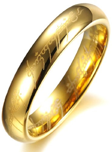 COPAUL Schmuck Damen Wolfram Wolframcarbid Hochglanz Poliert Partnerringe Freundschaftsringe Eheringe Trauringe Verlobung Ringe Band,Gold