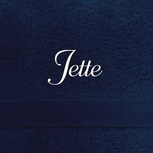 Badehandtuch mit Namen Jette bestickt, 70x140 cm, dunkelblau, extra flauschige 550 g/qm Baumwolle (100%), Handtuch mit Namen besticken, Badetuch mit Bestickung