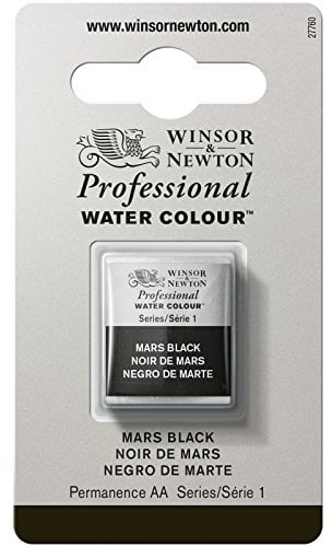 Winsor & Newton Aquarelle Professionnel - Peinture Aquarelle, Haute Luminosité, Résistante à la Lumière, Qualité Archive, Demi Godet, Couleur Noir de Mars