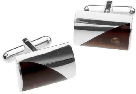 InCollections Herren-Manschettenknopf 925/000 Sterlingsilber mit Bernstein 0110257007340