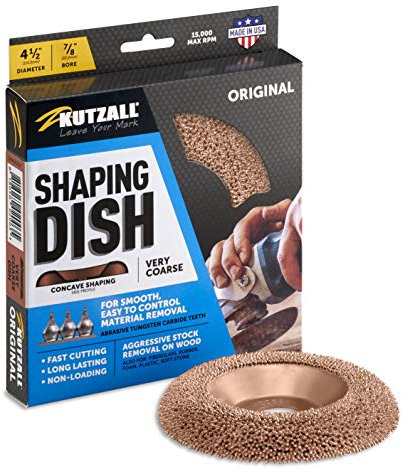Kutzall Coupelle de Façonnage Original - Très Grossière, 114.3mm Dia. X 22.2mm Foret - Accessoire pour Travail du Bois pour Outils DeWalt, Bosch, Milwaukee. Carbure de Tungstène Abrasif DW412O550