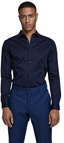 Jack & Jones Jjprparma Shirt L/S Noos Camisa, Azul (Navy Blazer), XL para Hombre