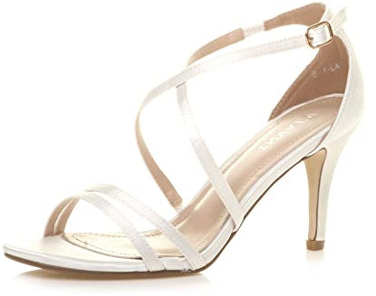 AJVANI mid high heel strappy crossover wedding sandals shoes size 6 39