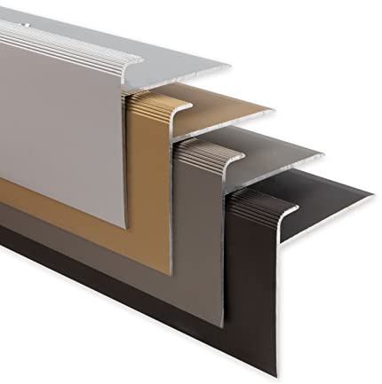 casa pura | Safety | Profil d'angle d'escalier perforé| Nez de Marche Aluminium anodisé | Antidérapant, Robuste, Montage Facile | Profil d'arête d'escalier | Bronze Foncé, Longueur = 100 cm, 1 Pièce
