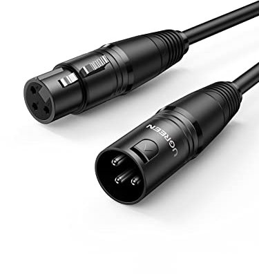 UGREEN Cable XLR Canon DMX Balanceado Microfono Macho a Hembra para Micrófono Amplificador Altavoz Grabadora Equipo de Sonido Mesa de Mezclas Sistema PA (5 Metros)